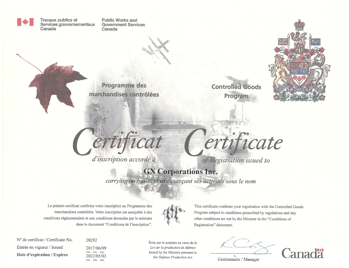 A certificate from canada with a maple leaf on it